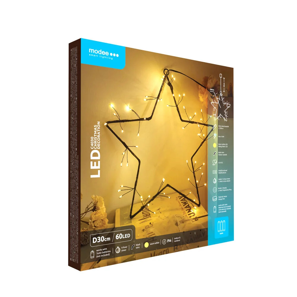 Modee Lighting LED dekorácia C4030 hviezda 3xAA batérie