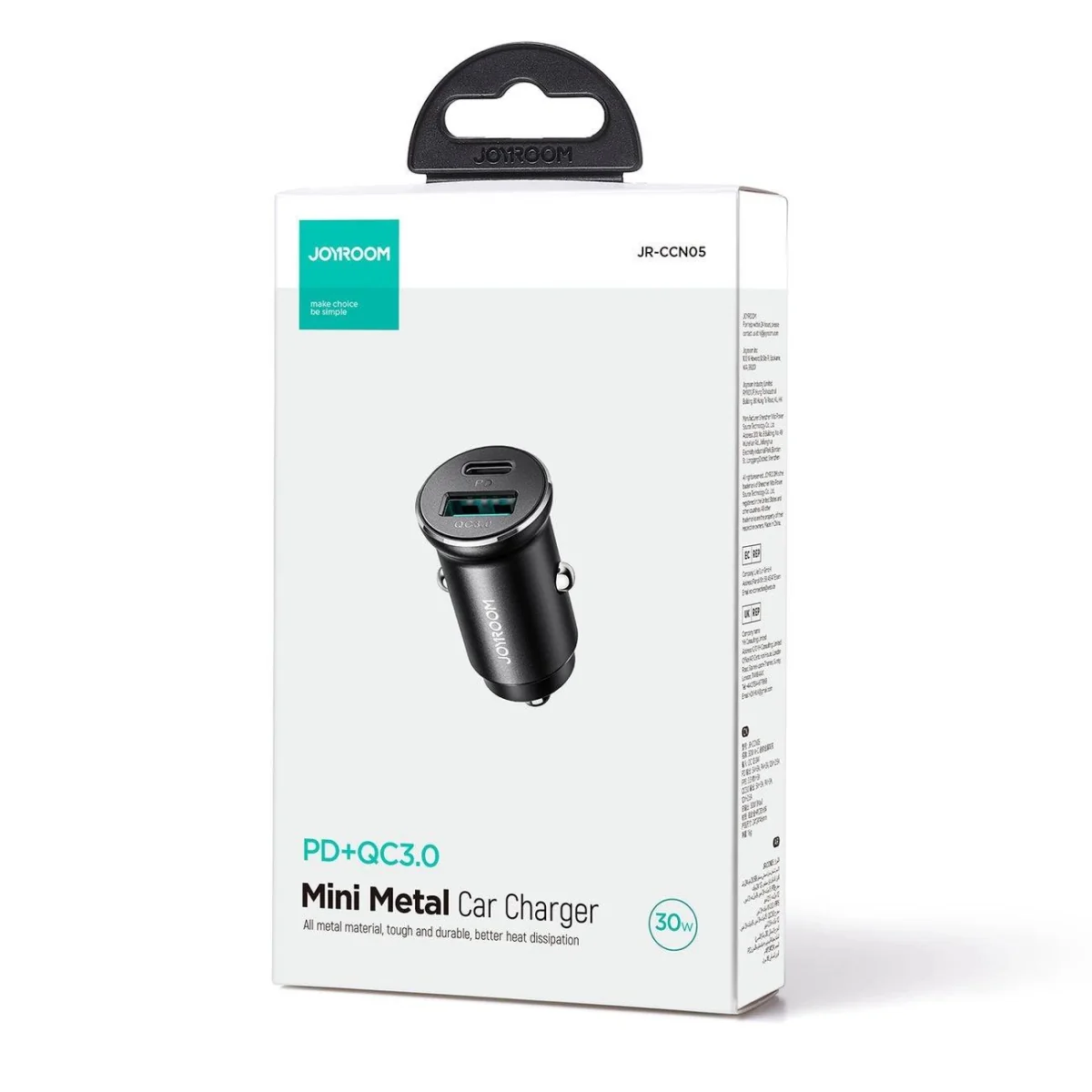 Joyroom JR-CCN05 autonabíjačka USB / USB-C 30W, čierna