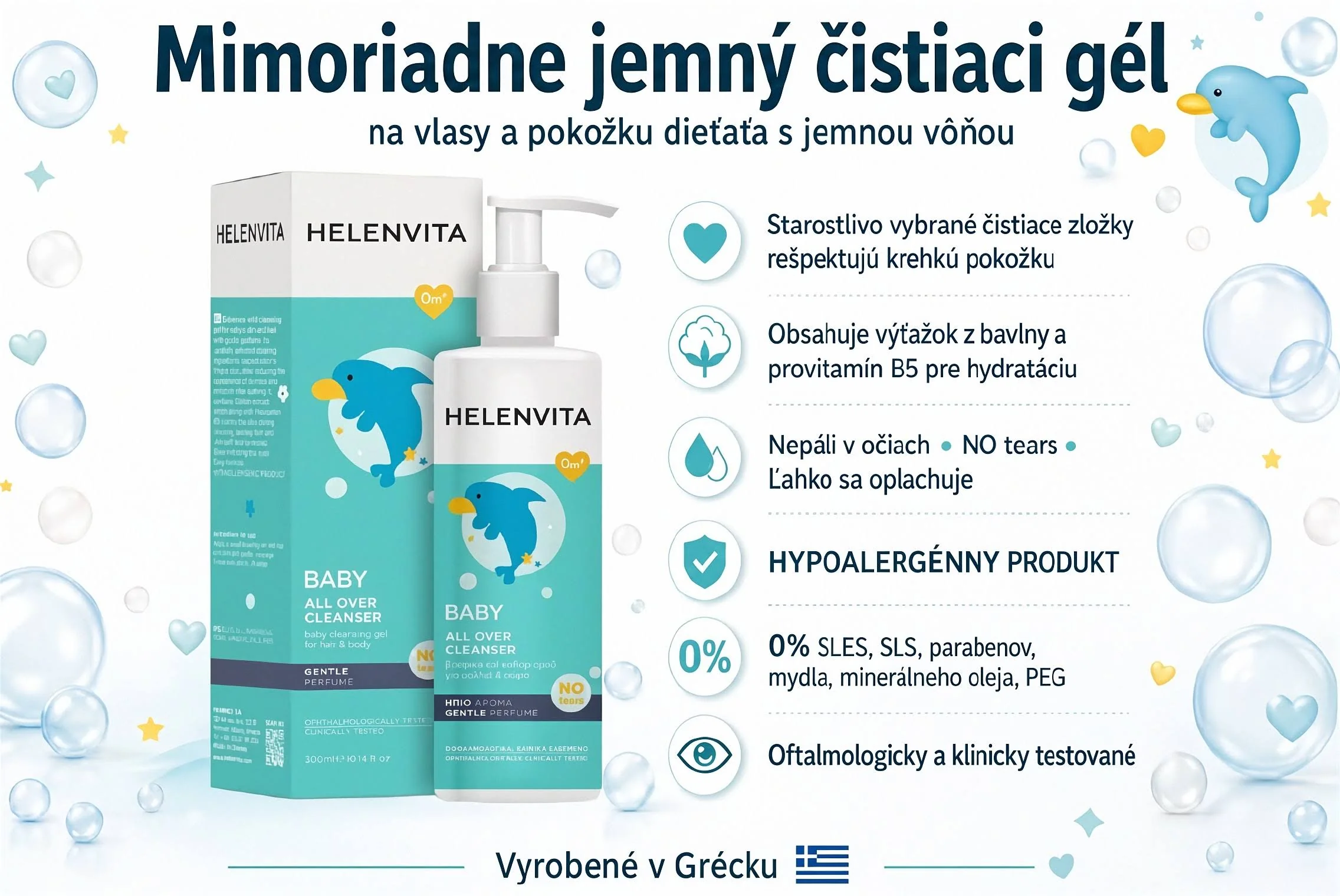 Helenvita Detský čistiaci gél 2v1 na vlasy a telo 300 ml