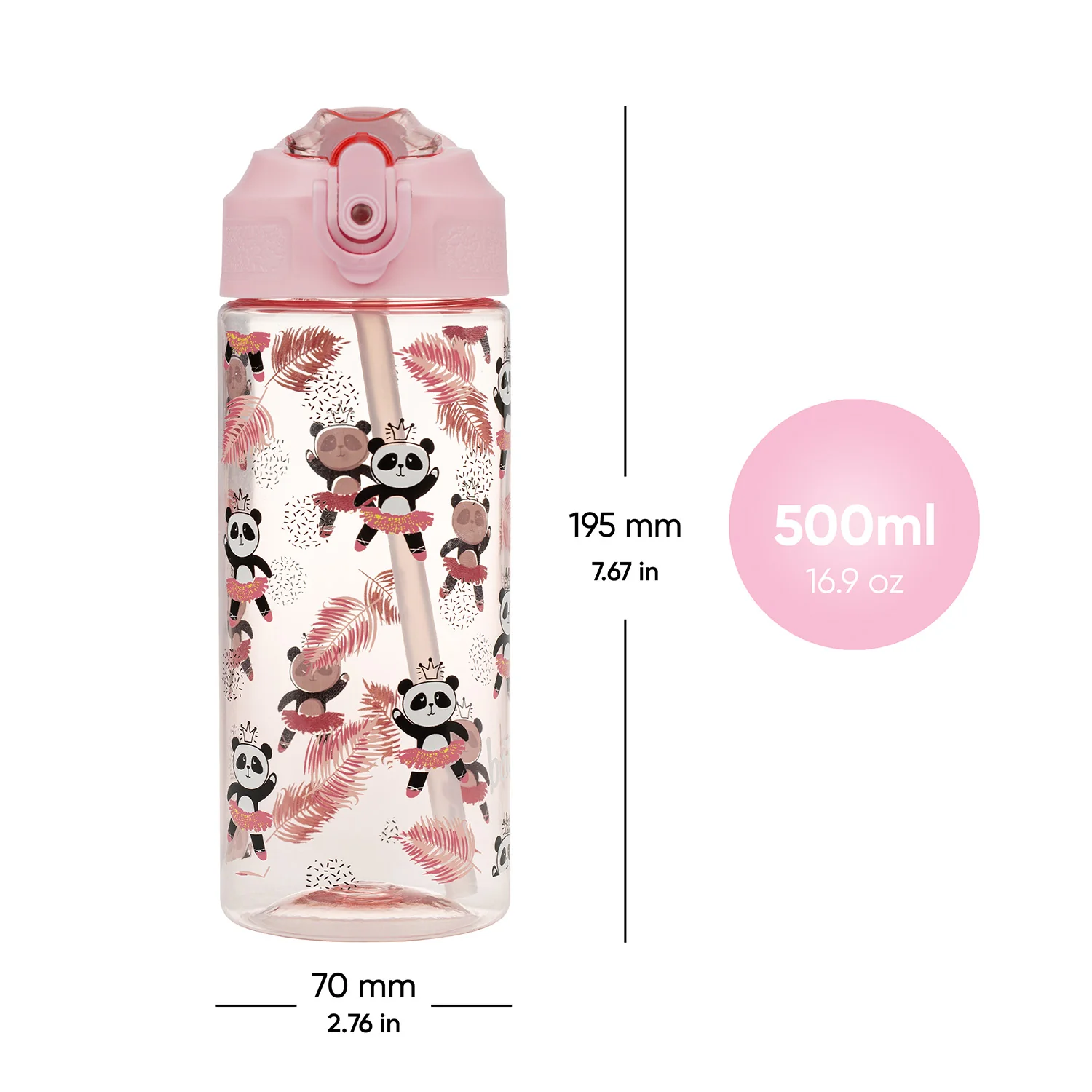 Baagl tritanová fľaša na nápoje so slamkou Panda 500 ml Detská fľaša 500 ml