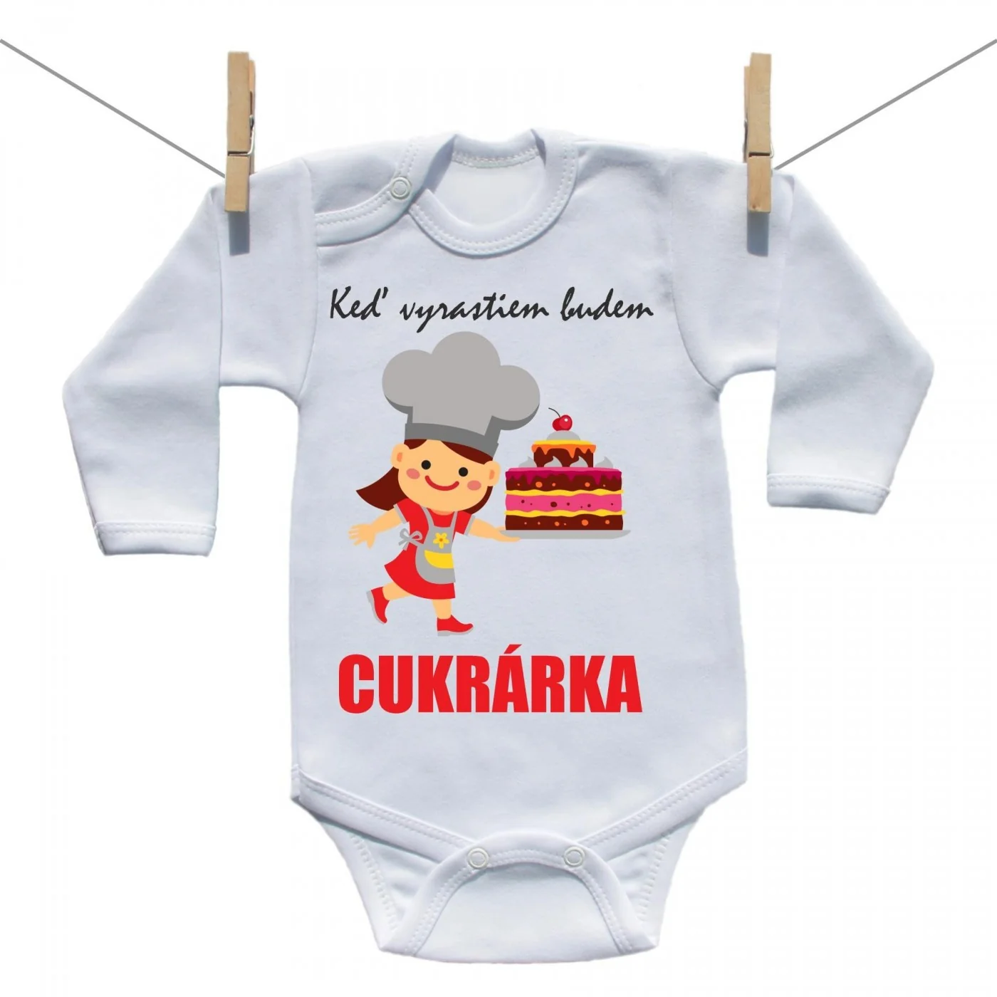 Boodyy Body s dlhým rukávom Keď vyrastiem budem cukrárka Veľkosť: 50