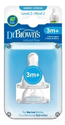 Dr.BROWN´S NÁHRADNÉ CUMLÍKY OPTIONS+ LEVEL 2 1×2 ks, Narrow, silikónové cumlíky 3m+