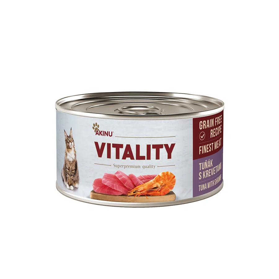 Akinu VITALITY Tuniak a krevety v konzerve pre mačky 10 x 70 g