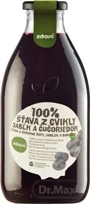 Zdravo 100% ŠŤAVA Z CVIKLY, JABĹK A ČUČORIEDOK 1×750 ml, zmes štiav