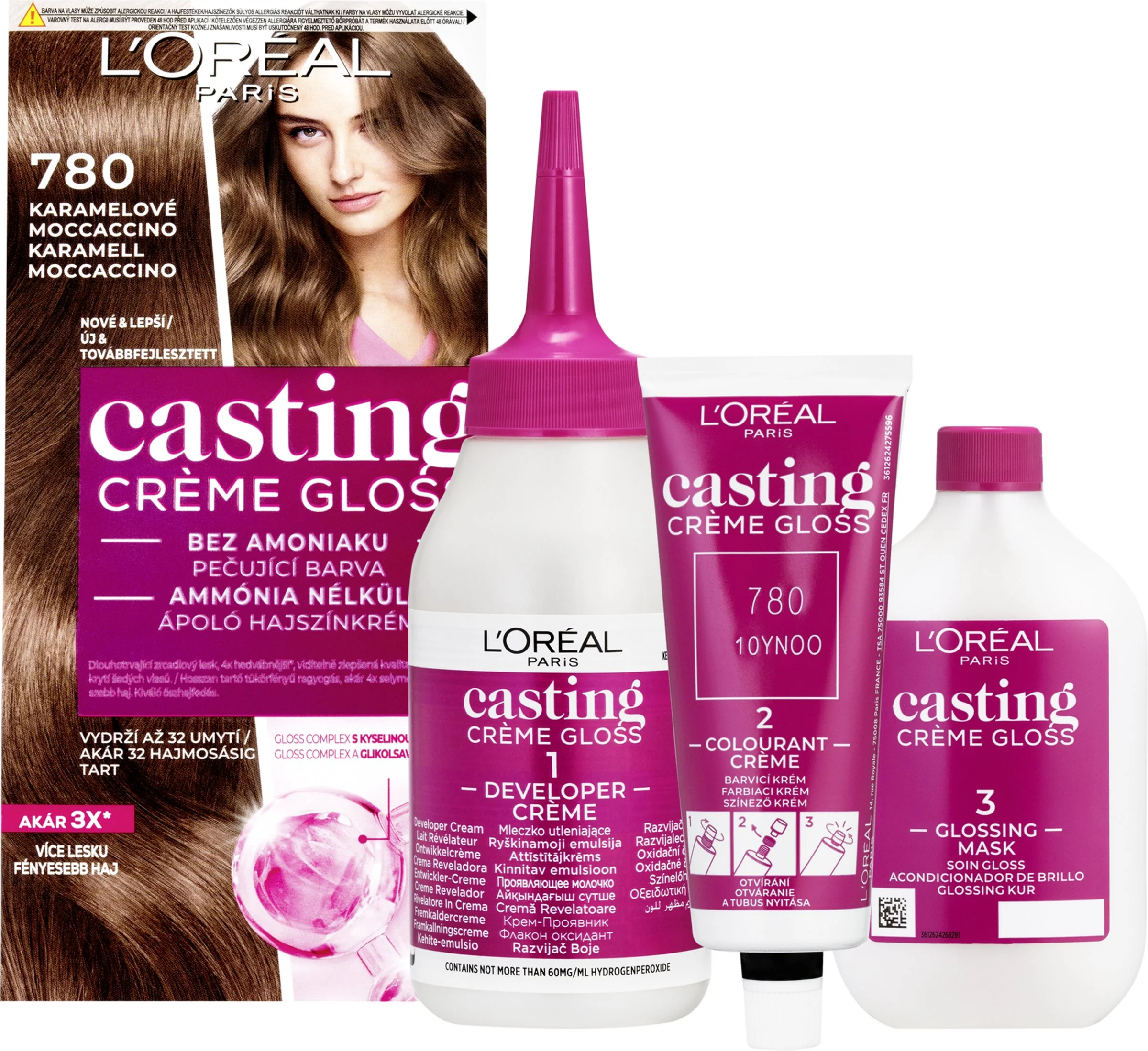 L'Oréal Paris Casting Crème Gloss semipermanentná farba na vlasy 780 karamelové moccaccino 1×180 ml, farba na vlasy