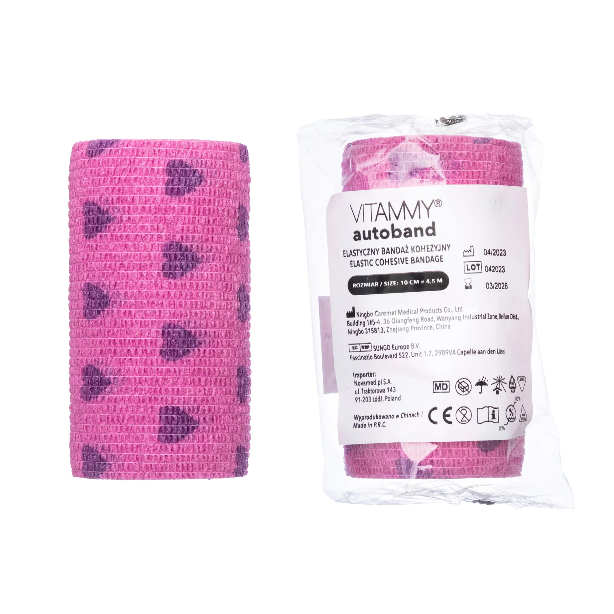 VITAMMY Autoband samolepiaca bandáž s potlačou srdiečok ružová 10x450 cm