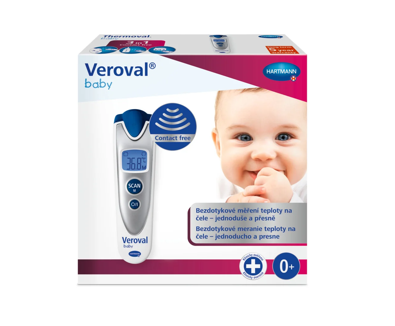 VEROVAL Baby Bezdotykový infračervený teplomer (digitálny, strieborný 1x1 ks) 1 ks