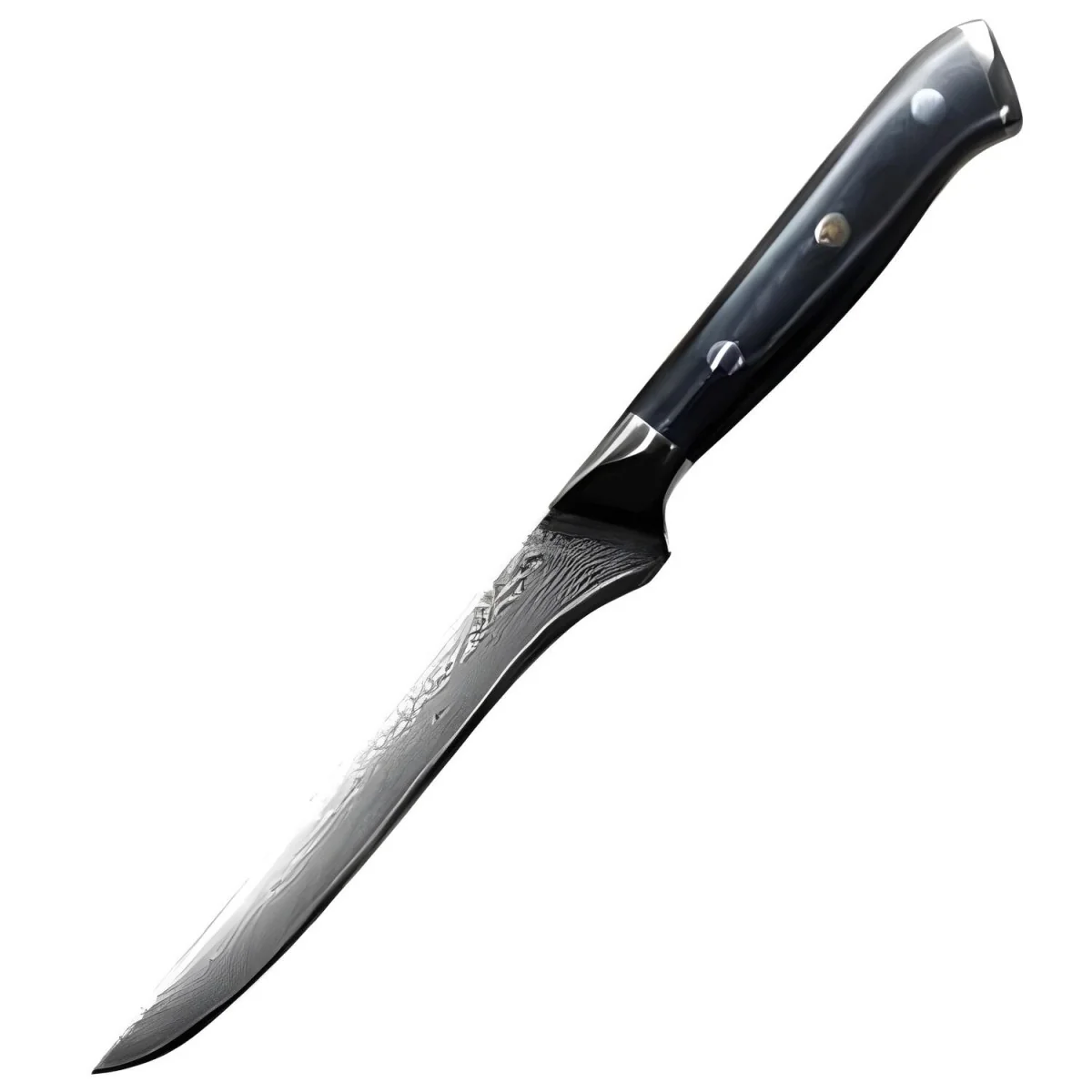 Damaškový kuchynský nôž - Boning/Čierna 1 x 13,5 cm, čepeľ 24,5 cm
