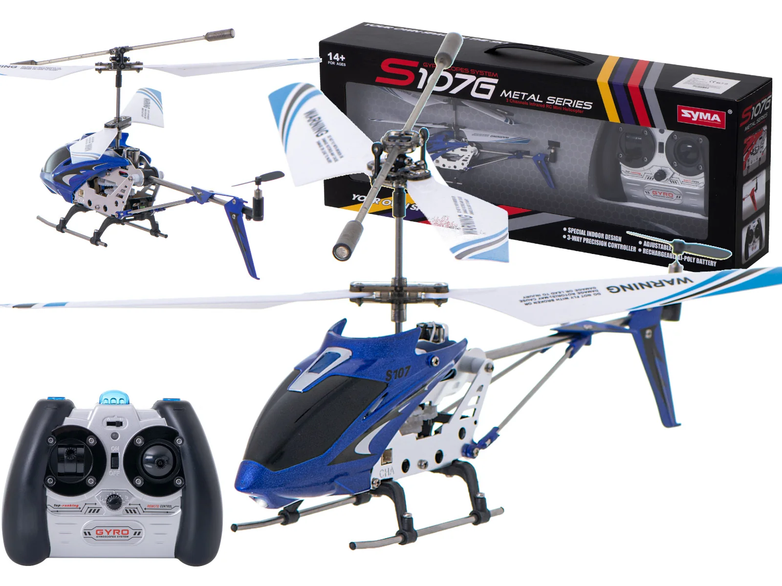 RC helikoptéra Syma – modrá, GYRO, kovová konštrukcia