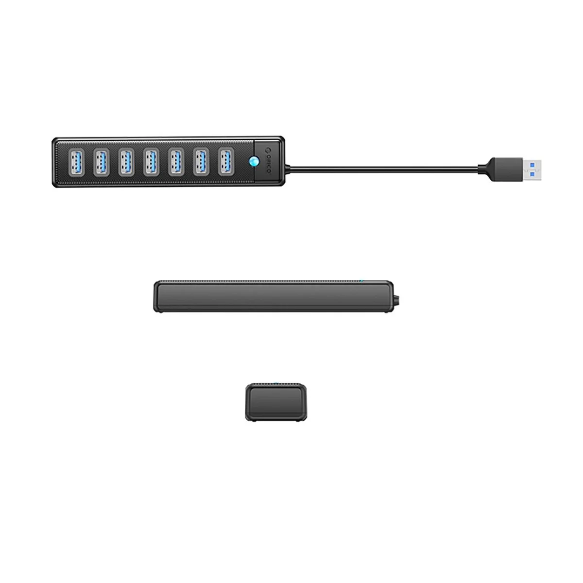 Orico PW7U-U3 HUB adaptér USB - 7x USB 3.0 / USB-C 3A, čierny
