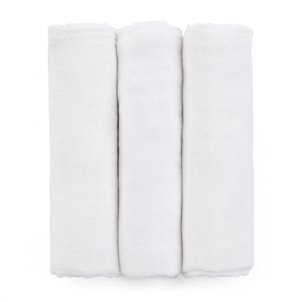 PETITE&MARS Sada plienok bambusová mušelínová 3ks Moussy Total White, 68 x 68 cm 1×3 ks, sada plienok