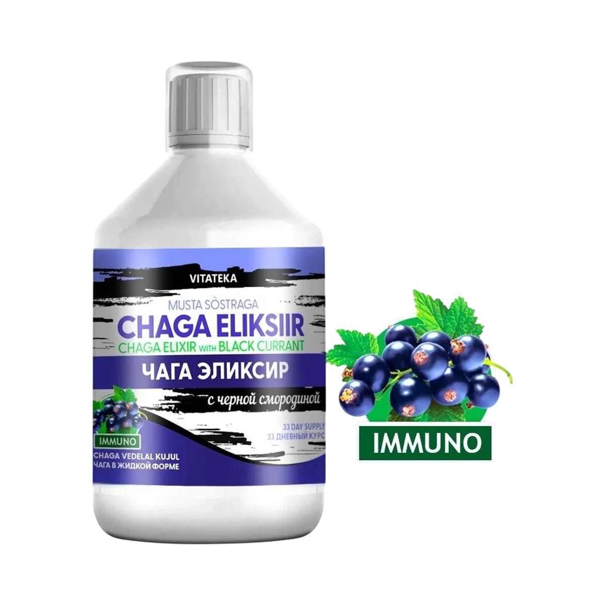 Čaga elixír s čiernymi ríbezľami – 500 ml – Vitateka