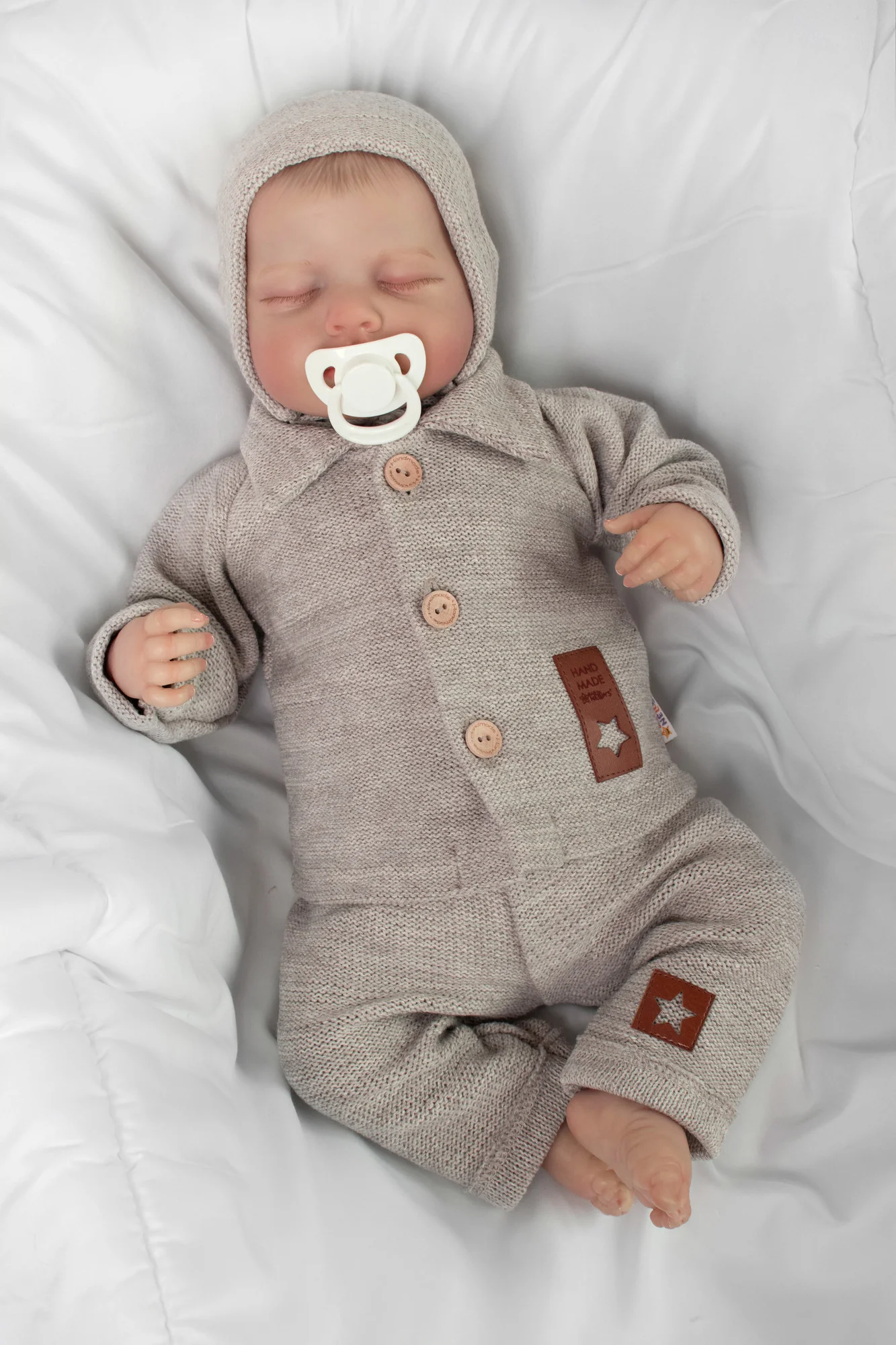 Pletené nohavice Hand Made Boy, Baby Nellys, béžové, veľ. 68