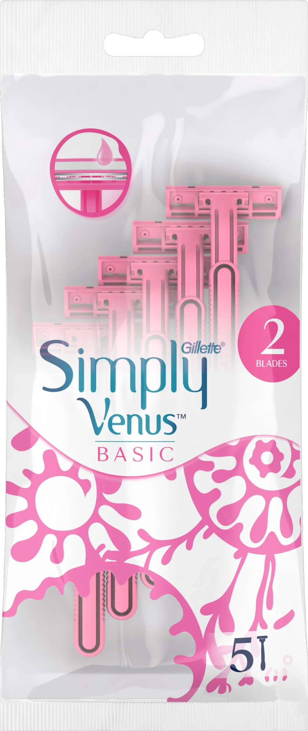 Gillette Simply Venus 3 Basic Dámsky Jednorazový Holiaci Strojček 1×5ks, dámske jednorazové holiace strojčeky
