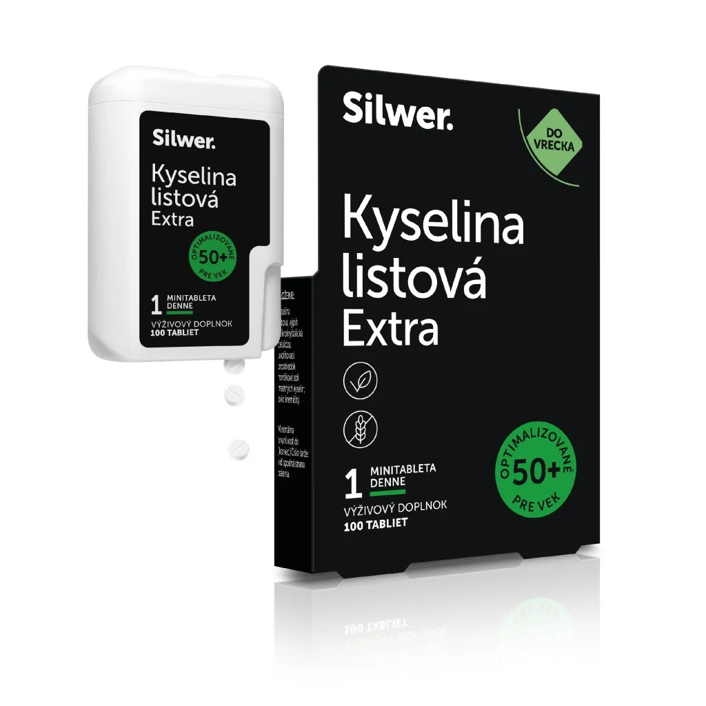 Silwer Kyselina listová Extra, minitablety v dvojbalení 100 + 100 minitabliet. Vysoká dávka, krvinky, imunita, bunky.