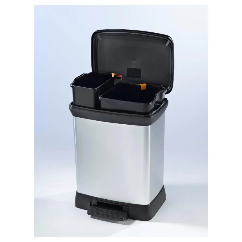 Odpadkový kôš Curver Deco Bin Duo 10 + 18 l strieborný 203291