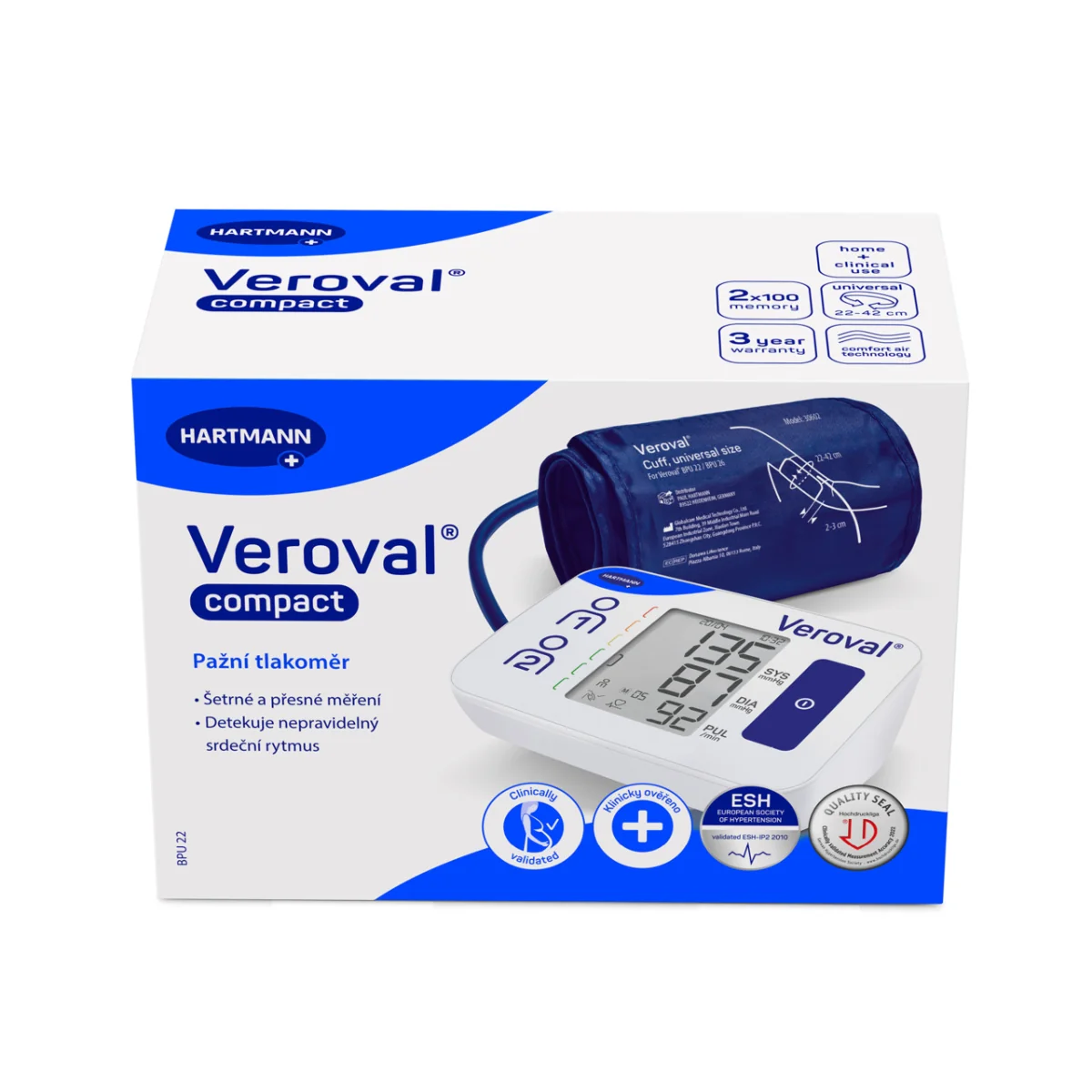 Veroval compact BPU22 1×1 ks, tlakomer digitálny ramenný s manžetou 22-42 cm