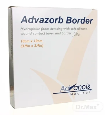 ADVAZORB BORDER krytie na rany samopriľnavé, atraumatické 10x10 cm, 1x10 ks
