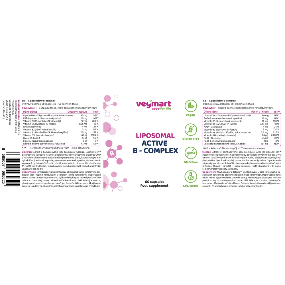 Vegmart Lipozomálny B-komplex, 60 kapsúl