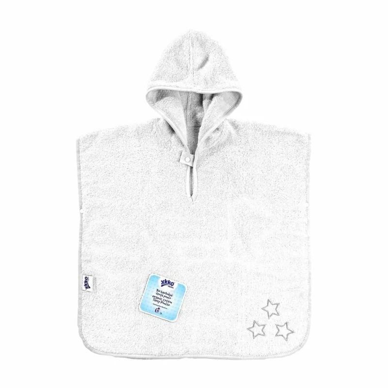 XKKO Organic detské froté pončo s kapucňou White Stars