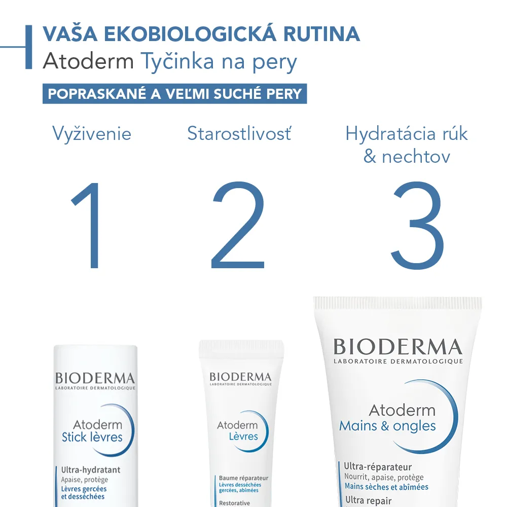 BIODERMA Atoderm Tyčinka na suché a popraskané pery 1×4 g, tyčinka na pery