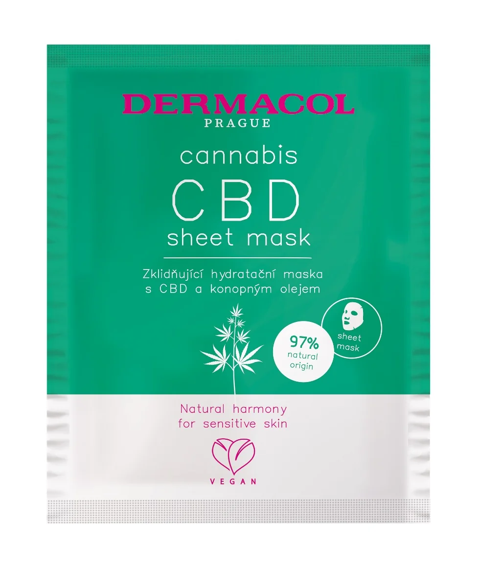 Dermacol Cannabis textilná maska s CBD 1×1 ks, textilná maska s CBD