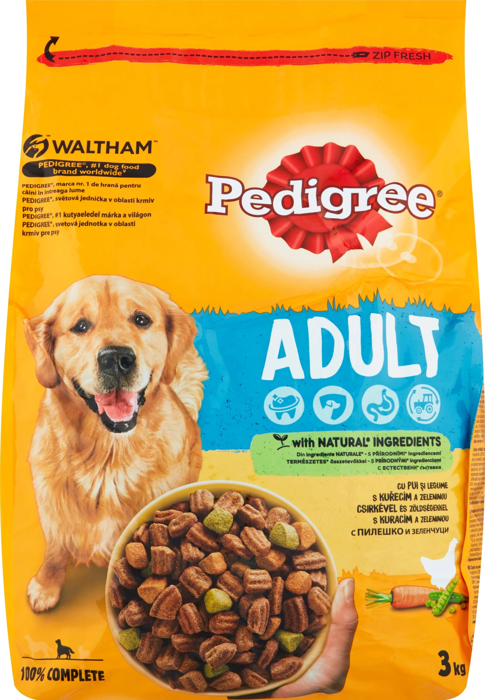 PEDIGREE Granule Adult Kuracie a zelenina 3kg 1×3 kg, granule pre psy