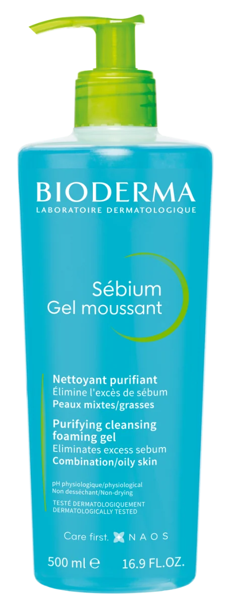 BIODERMA Sébium Gel moussant čistiaci gél na zmiešanú a mastnú pleť 1×500 ml, jemný čistiaci gél