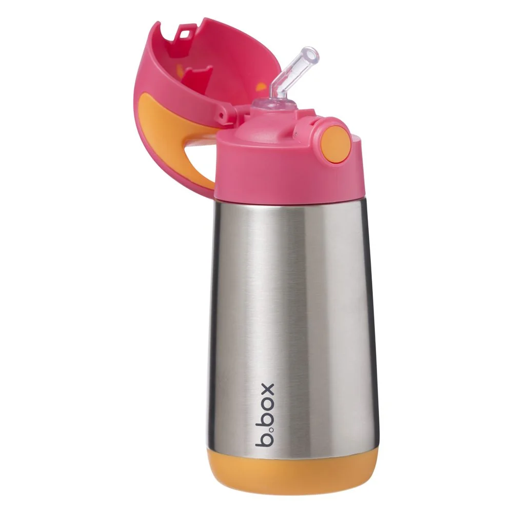 Termoska na pitie so slamkou 350 ml ružová/oranžová