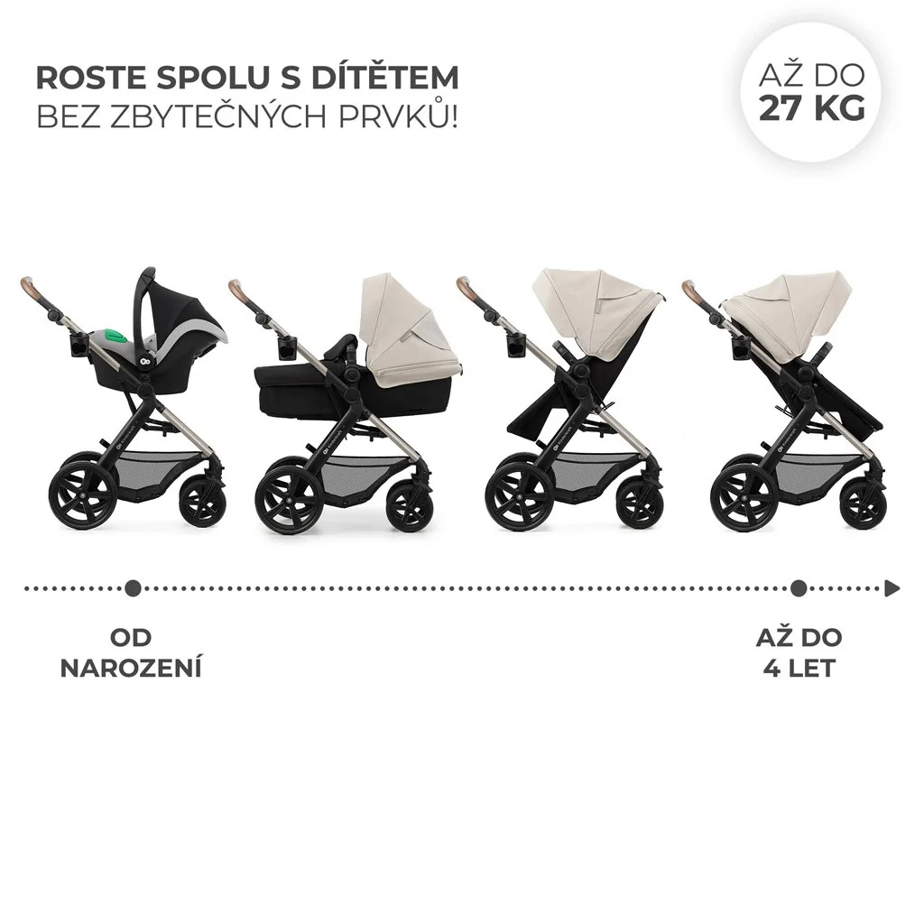 Kočík kombinovaný Moov 2 3v1 Moonlight Grey - penové kolesá