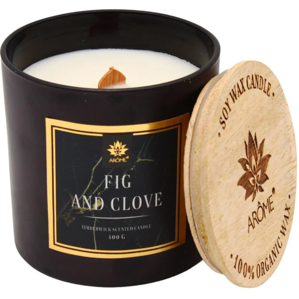 Sviečka s dreveným knôtom a viečkom, Fig and Clove 400 g