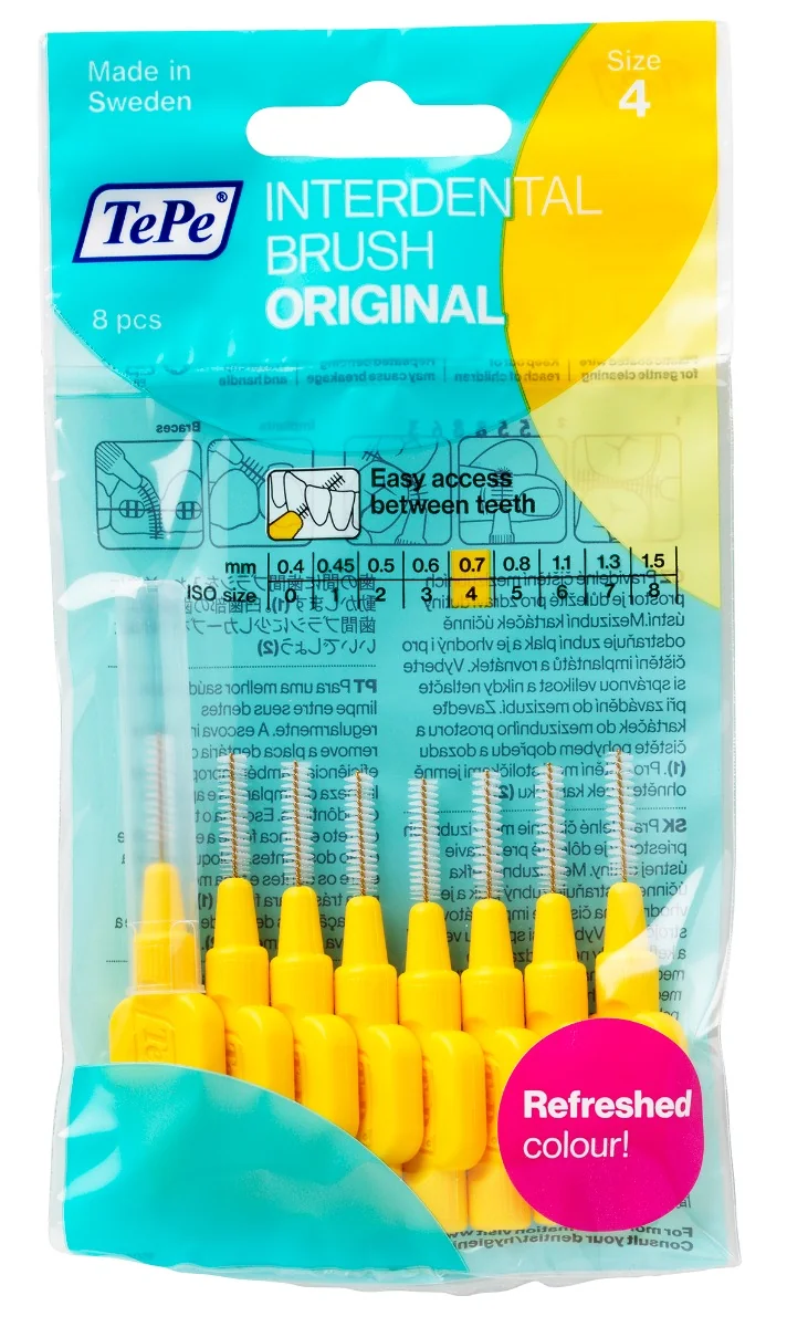 TePe medzizubné kefky 0,7 mm veľkosť 4 1×8 ks, medzizubné kefky