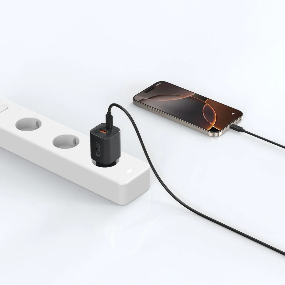Tech-Protect NCM33W sieťová nabíjačka USB / USB-C 33W PD QC, čierna