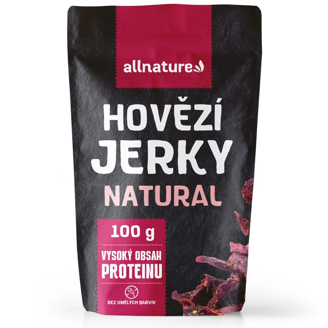 Allnature Beef Natural Jerky 100g 1×100g, sušené hovädzie mäso