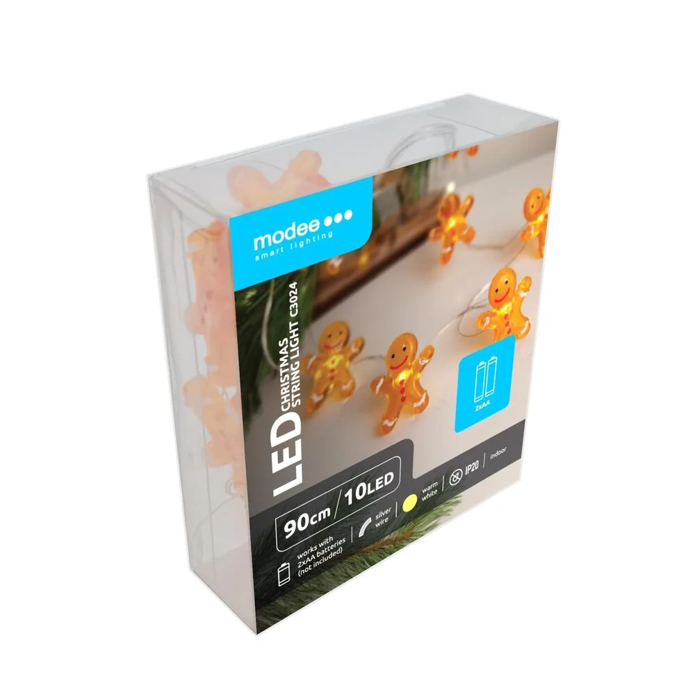 Modee Lighting LED dekorácia 10 LED 90cm perník 2xAA batérie