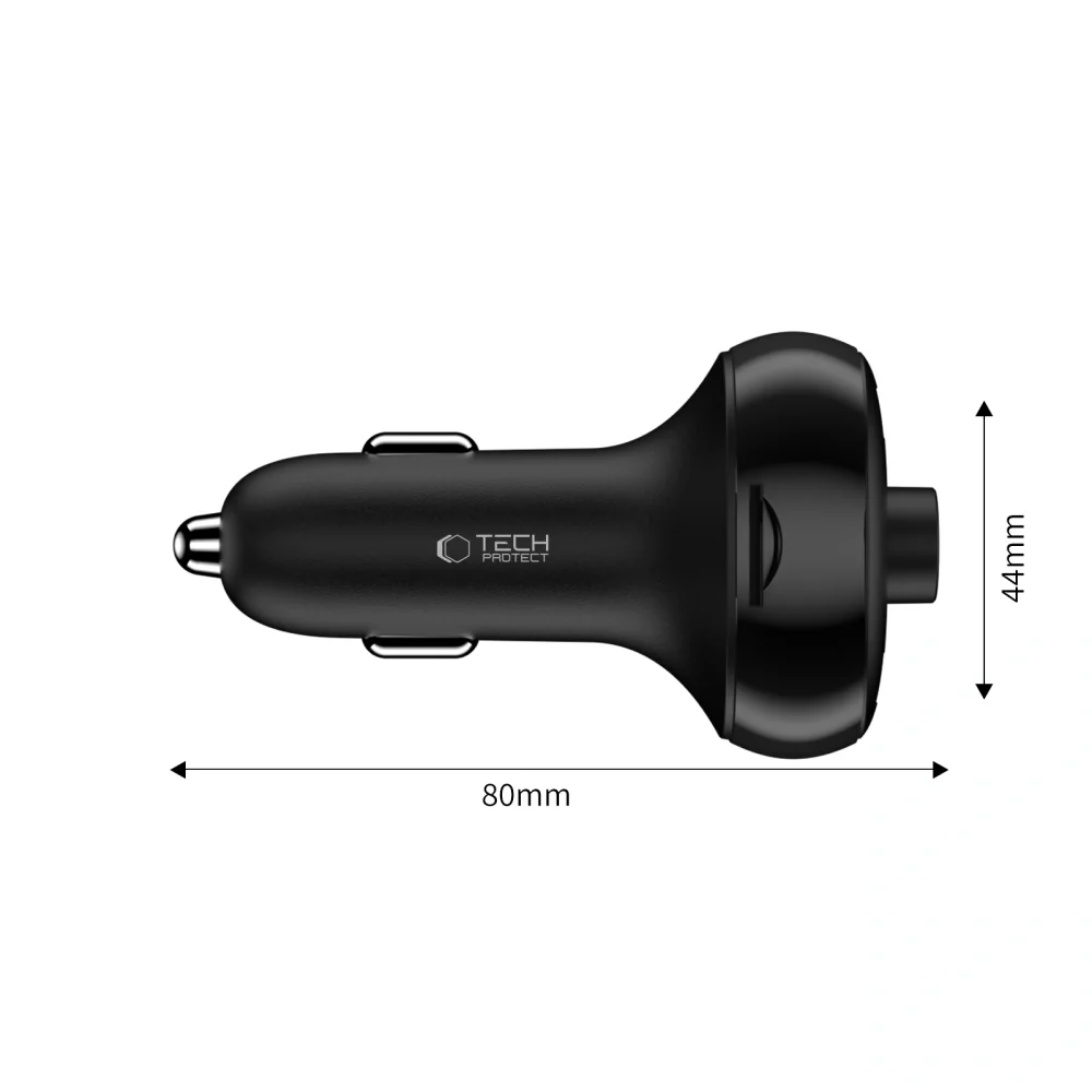 Tech-Protect CC06 Bluetooth FM Transmitter autonabíjačka 2x USB / USB-C 72W, čierna C 72W, čierna