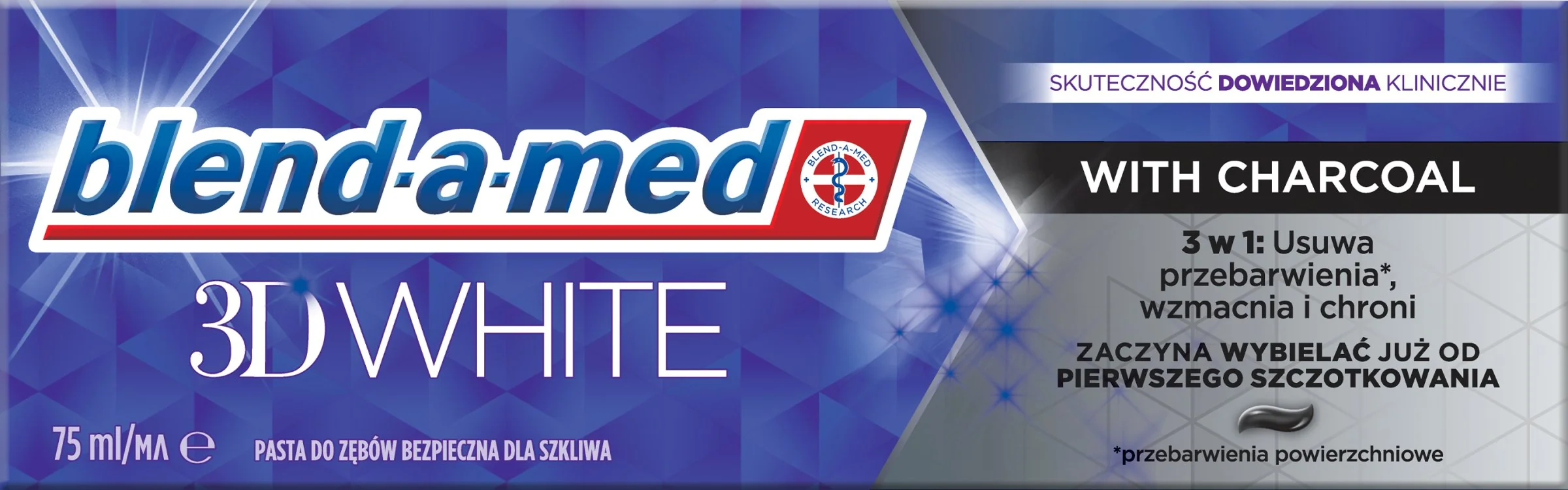Blend-a-med 3D White Charcoal zubná pasta 75 ml 1×75 ml, zubná pasta