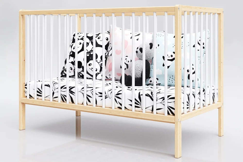 PETITE&MARS Postieľka drevená Moony Pine White 1×1 ks