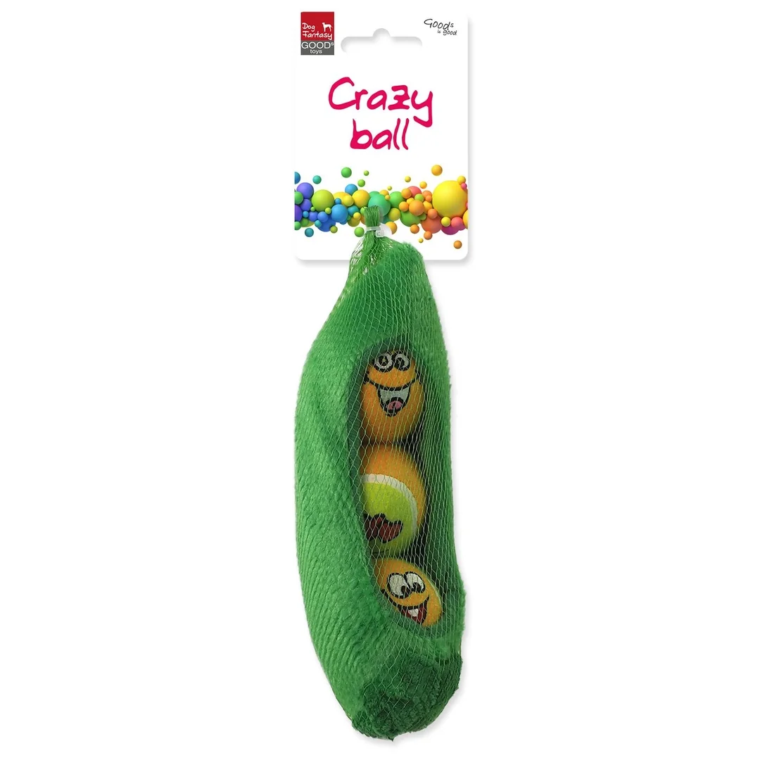Hračka Dog Fantasy Crazy ball M set lôpt pískacie v tvare lusku 24cm