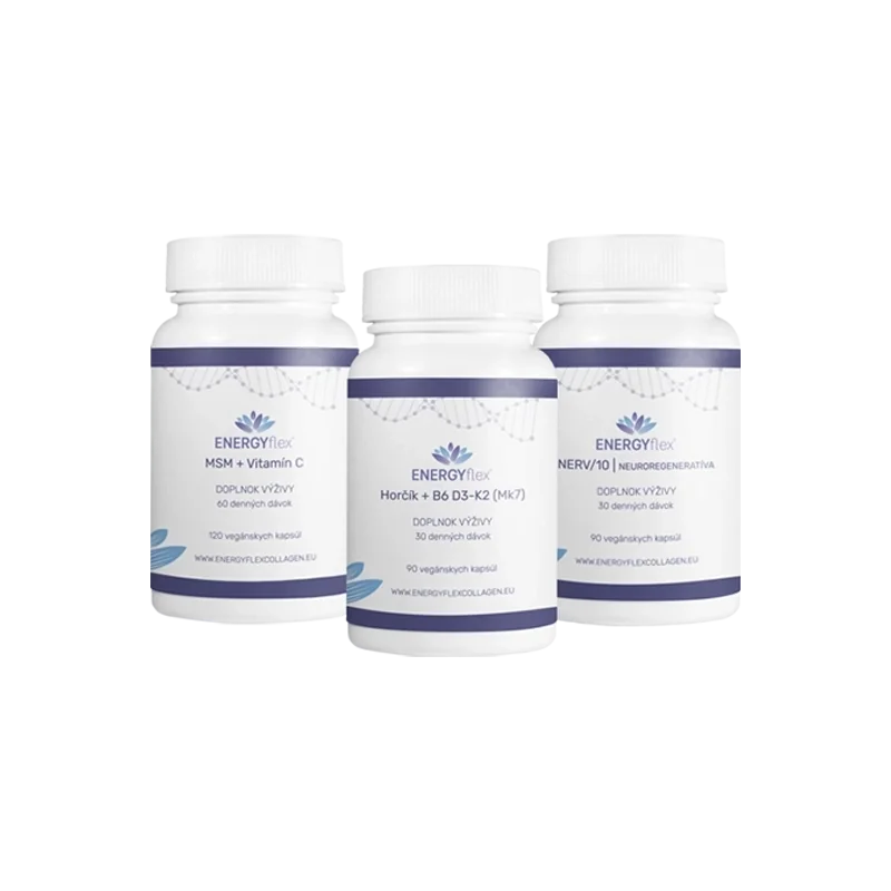 Energyflex balíček antistres a energia  (MSM + Vitamín C, Nerv/10, Magnézium)