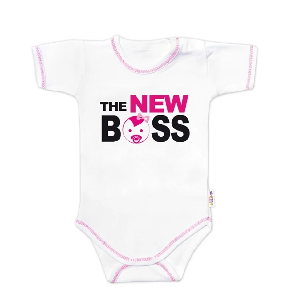 Body krátky rukáv s vtipným textom, The New Boss, veľ. 74, dievča
