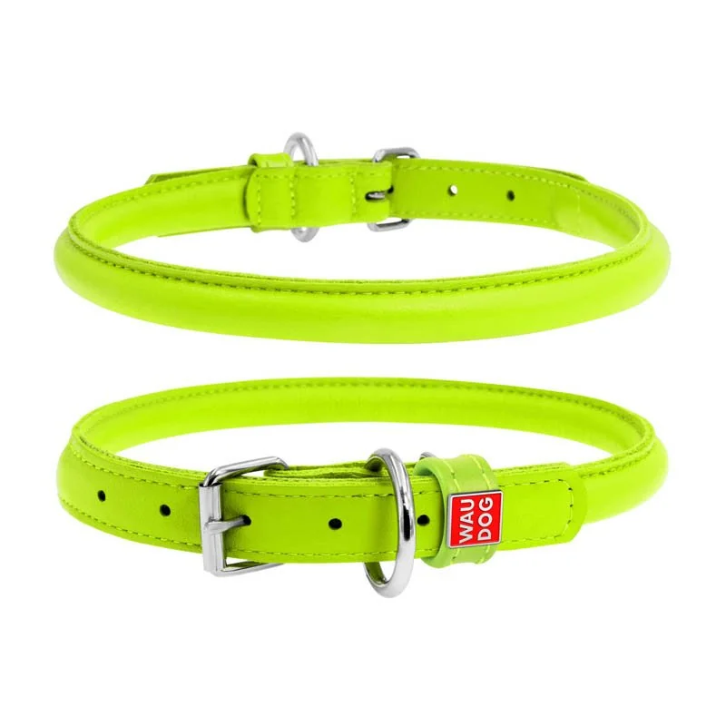 Okrúhly kožený obojok zelený, Obvod krku: 39-47cm, šírka obojku: 10mm