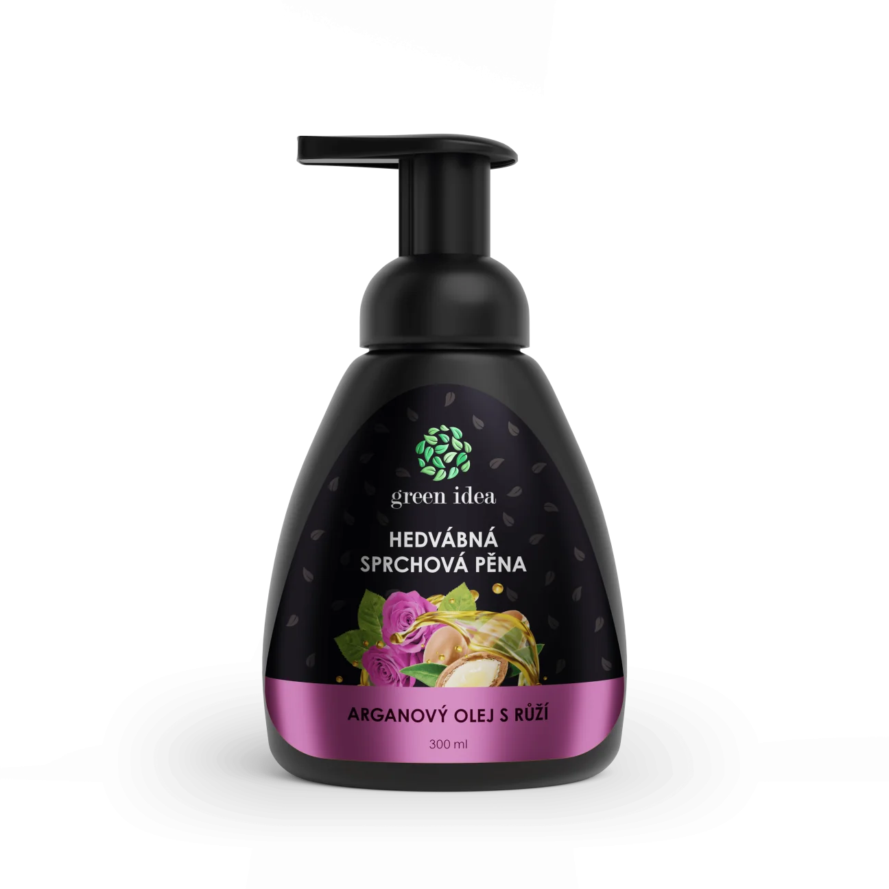 Hodvábna sprchová pena – arganový olej s ružou 300 ml – Green idea