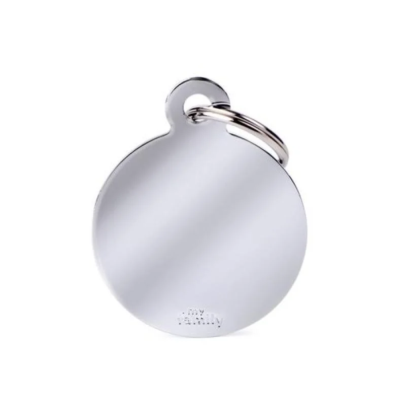 MF BIG ROUND CHROMED BRASS 3,93x3,17 cm gravírovateľný prívesok