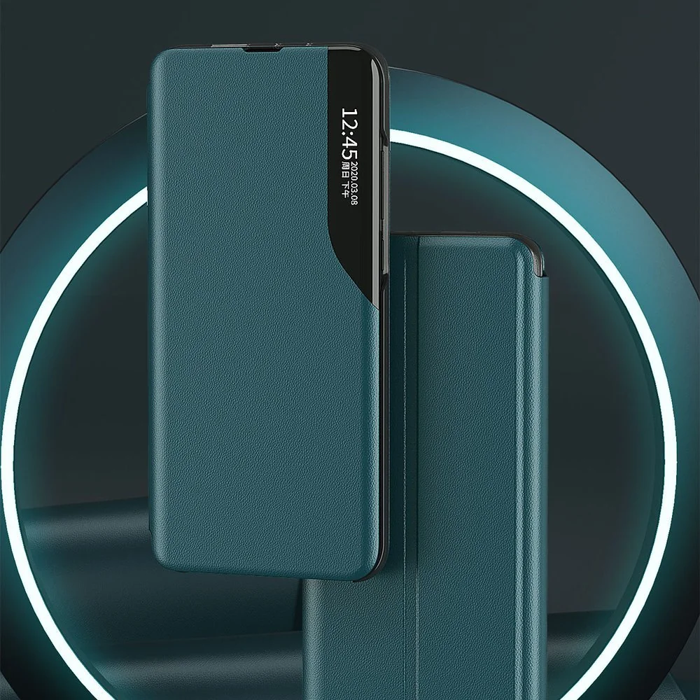 MG Eco Leather View knižkové puzdro na Samsung Galaxy A72 4G, oranžové