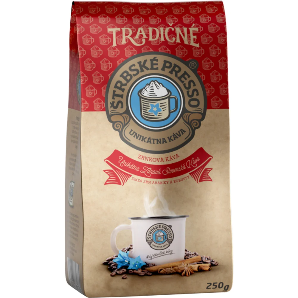 Štrbské Presso Tradičné Zrnková Káva 1×250 g, zrnková káva