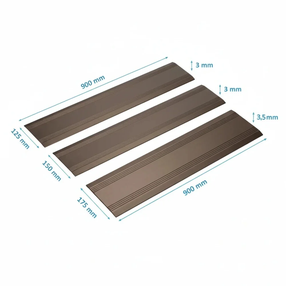 Eloxovaná prejazdová lišta pre vozíčkarov 3 x 125 x 900 mm hnedá champagne