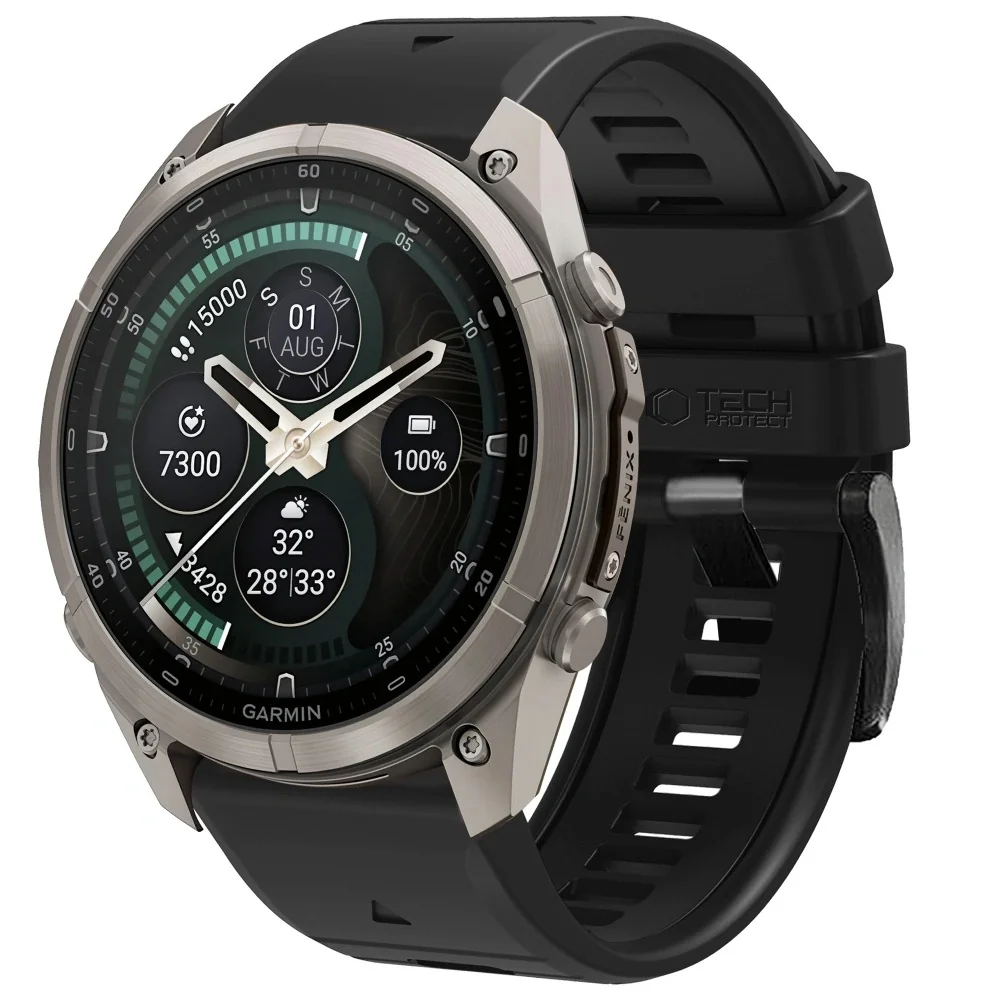 Tech-Protect Silicone remienok Garmin QuickFit 26mm, obsidian black
