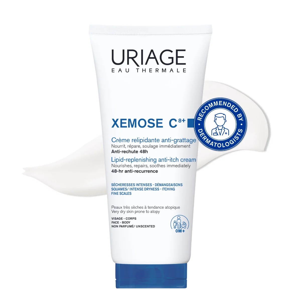 URIAGE XÉMOSE C8+ Lipid-Replenishing Anti-Irritation Cream, 200ml 1×200 ml, telový krém pre suchú a atopickú pokožku