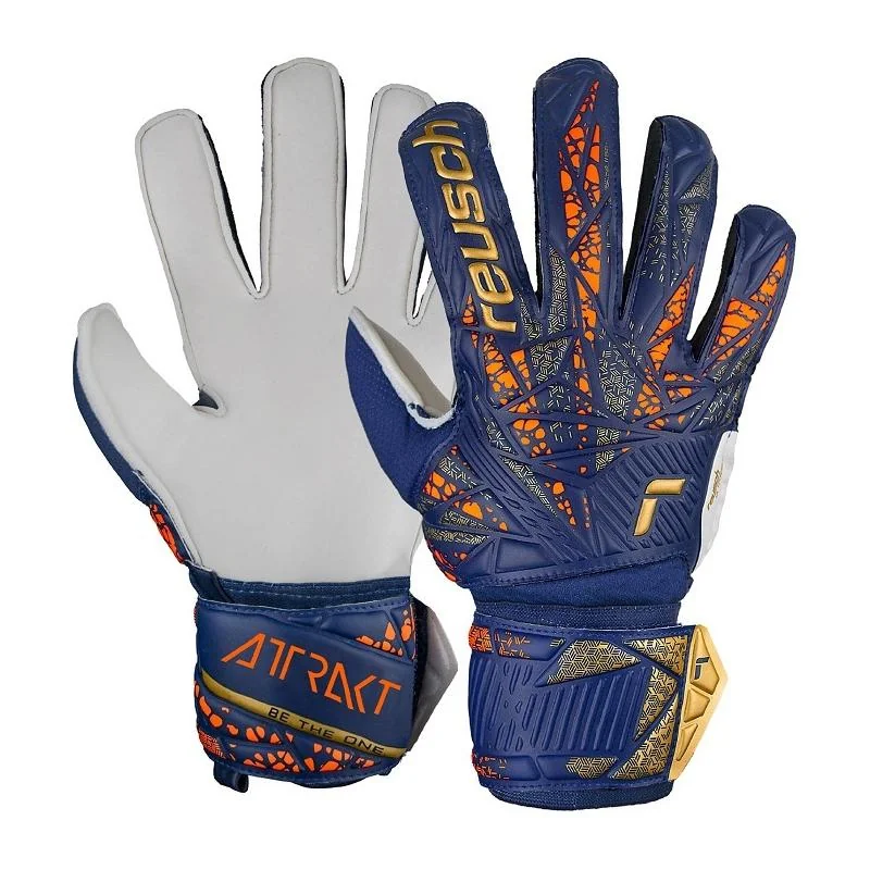 Reusch Attrakt Solid Brankárske rukavice, modro/bielo/oranžovo/zlaté, veľ. 10